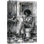«Black and White Woman with Drink», œuvre d'art moderne de portrait, images de chambre à coucher, impression sur toile encadrée