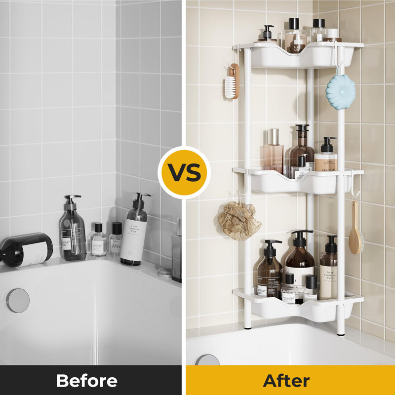 Metal Freestanding Bathroom Shelves, White