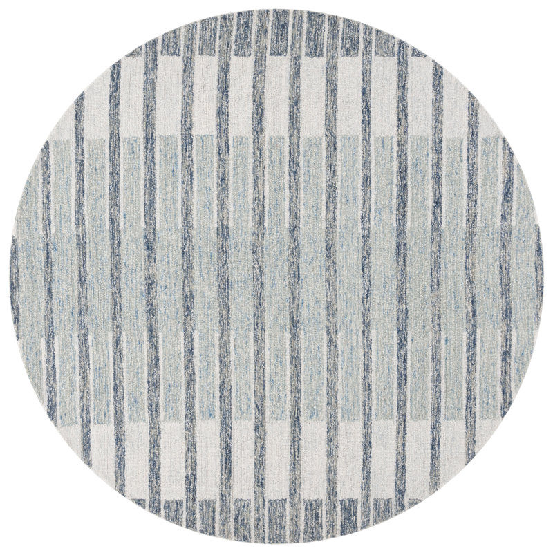 Tapis ivoire / bleu Ebony 812, Rond 6 pi