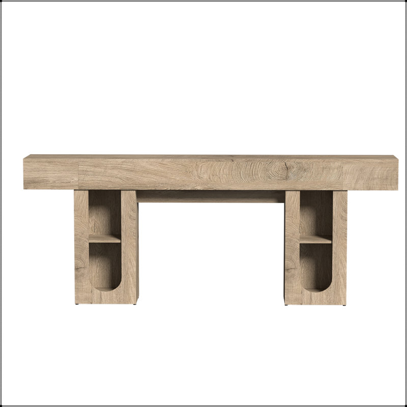 Console avec prise et tablettes réglables, L 79 po, Naturel