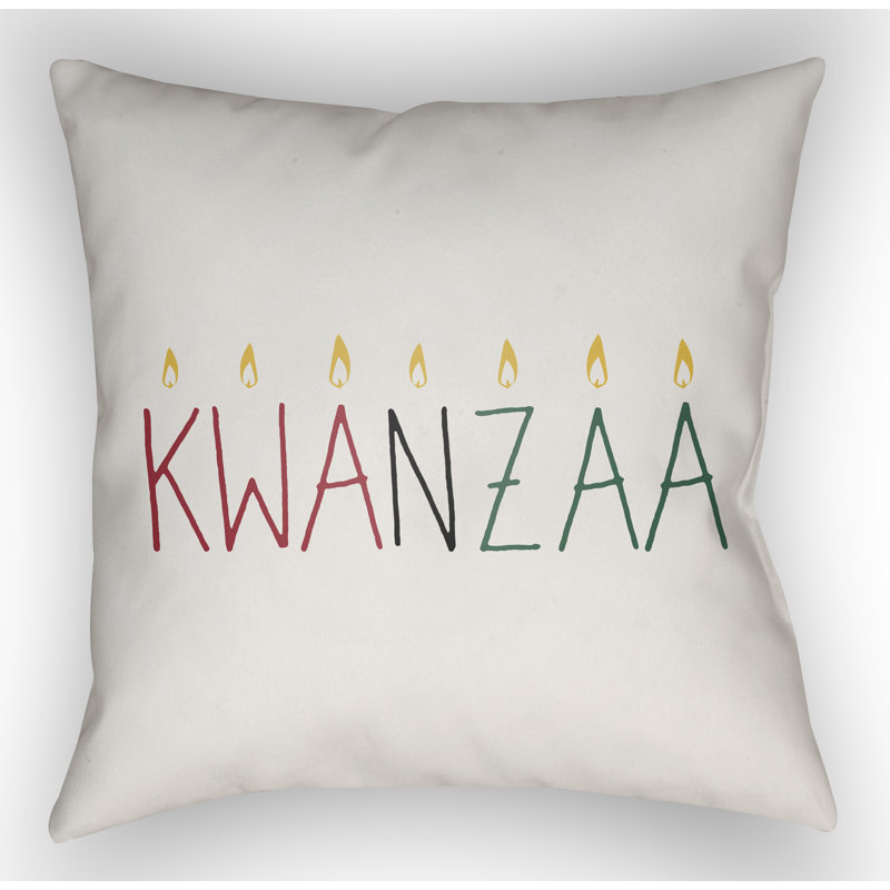 Indoor/Outdoor Throw Pillow, 20" H x 20" W x 4" D, White/Yellow/Red/Green