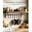 Ensemble de 2 supports à casseroles muraux, supports à casseroles rétro brun rustique avec tablette flottante-129419511