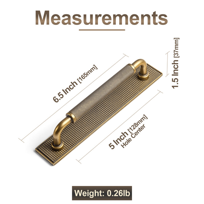 Mesh Antislip Bar Pull With Backplate（G017） Handle Multipack, 5", Antique Brass