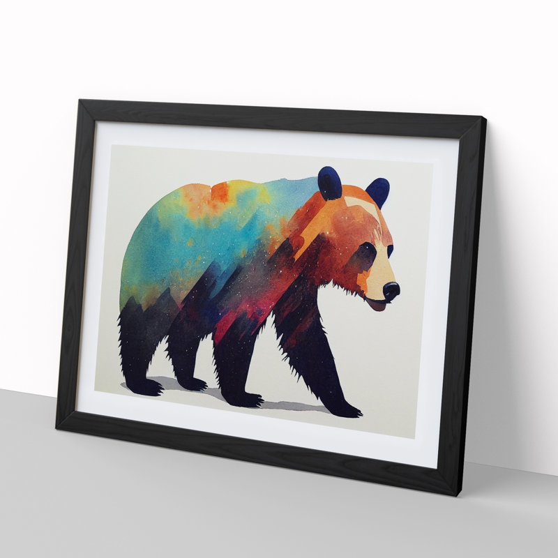 Watercolour Bear Vol.2 Abstract - Framed Print, Black Framed, 34cm H x 46cm W x 2cm D