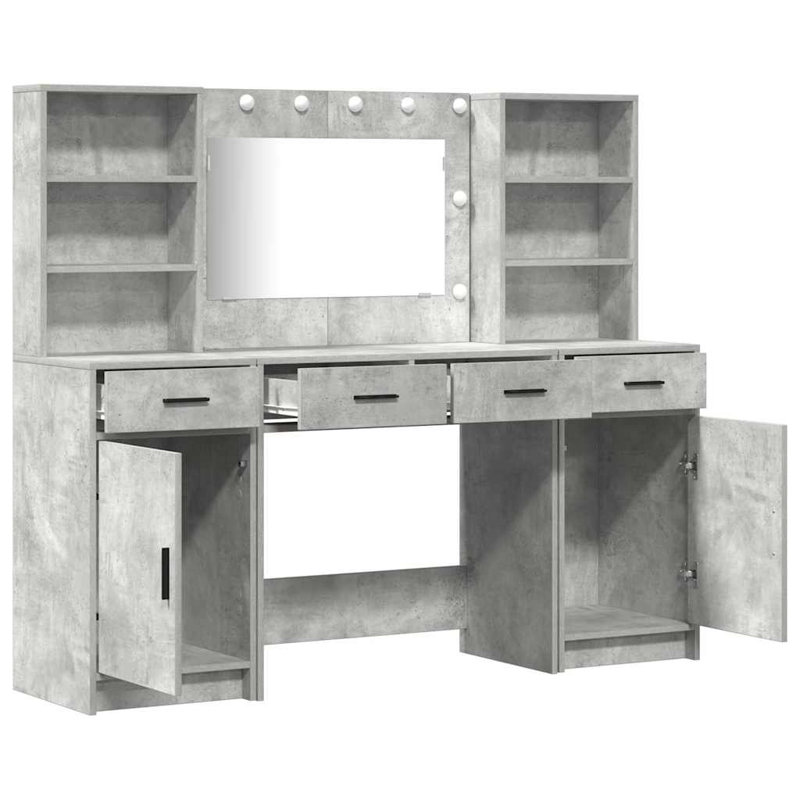 Dressing Table with Mirror, Concrete Grey
