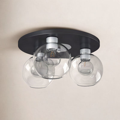 Davian 3 Light Glass Flush Mount