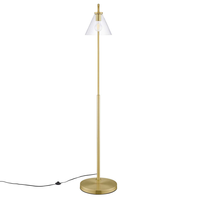 Lampe sur pied en verre et métal Element par Modway, Laiton satiné