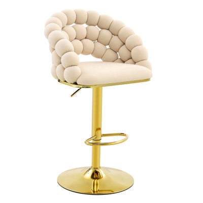 Ensemble de 2 tabourets de bar Puffy Bubble Chaise à chaînette en velours avec pieds, chaises de bar modernes capitonnées et réglables pour îlot de cuisine et bar à domicile