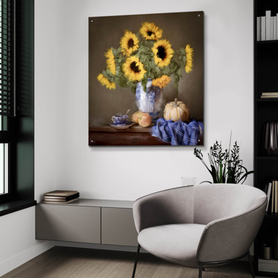 'Sunflowers And Coffee' by Ashley Bradley Acrylic Glass Wall Art