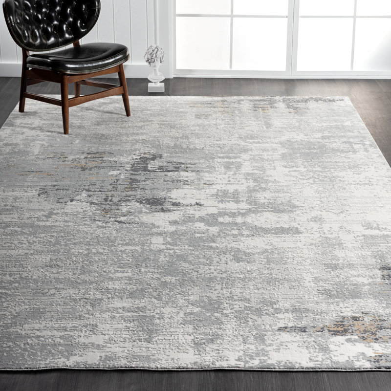 Tapis abstrait gris, Rectangle 7 pi 6 po x 9 pi 6 po