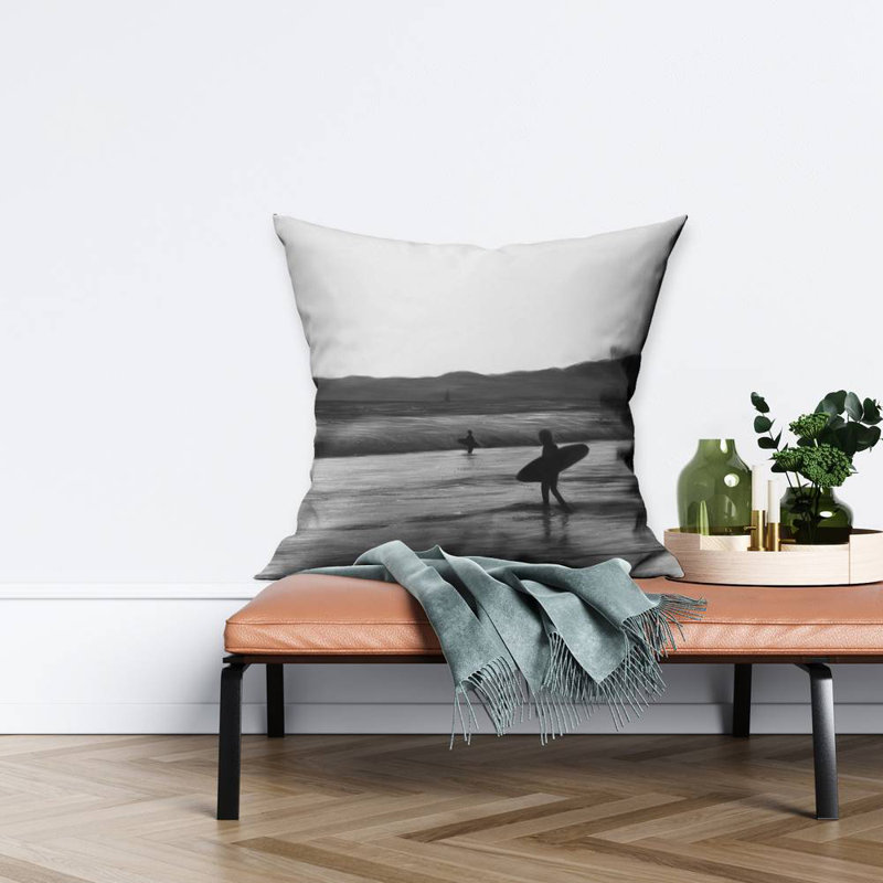 Surfers Monochrome Coastal Poly Twill Throw - Home Decor