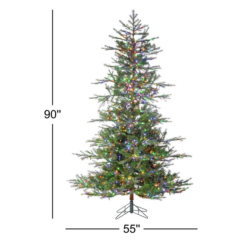 Lighted Artificial Pine Christmas Tree, 7.5' H