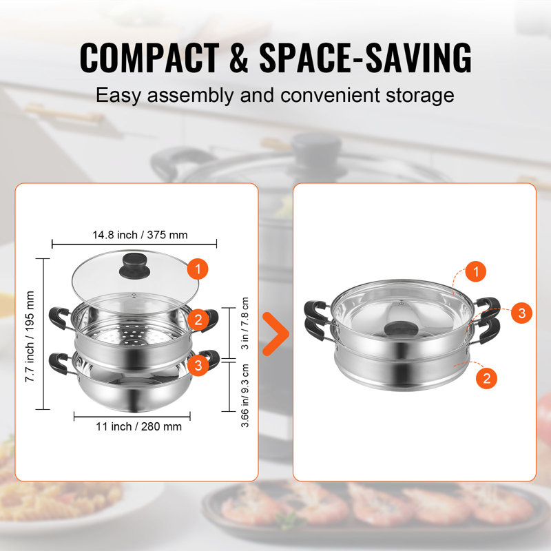 VEVOR 3 Quarts Stainless Stee Steamer Pot