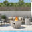 30-Inch Round Concrete Propane Fire Pit Table Set with Tank Cover, 40,000 BTU Outdoor Gas Firepit Table, 2-Piece Patio Fire Table Set