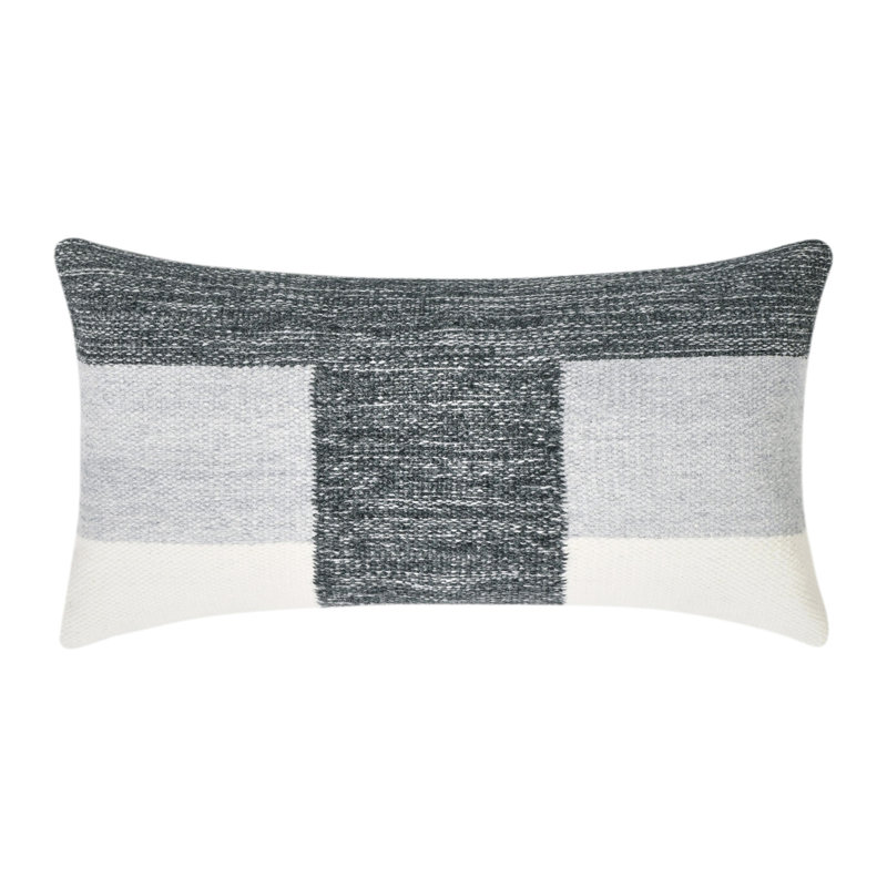Housse et insert de coussin géométrique, H 14 po x l 26 po, Rectangulaire, Gris anthracite