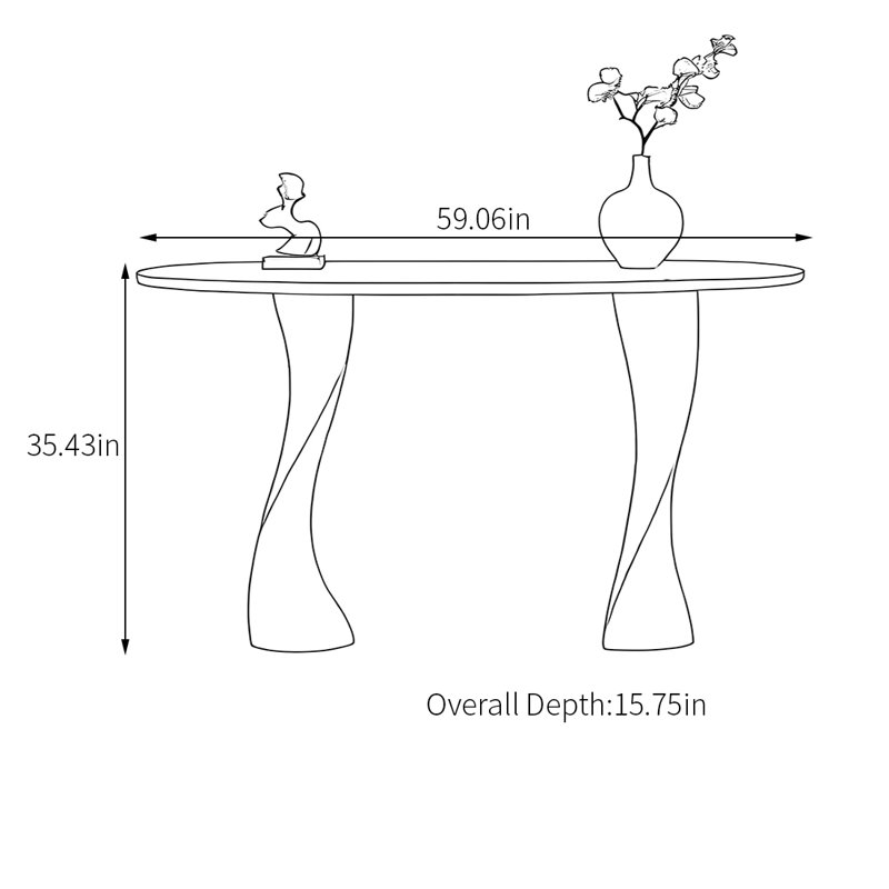 Nordic-style creative solid wood console table, 35.43" H x 59.06" W x 15.75" D