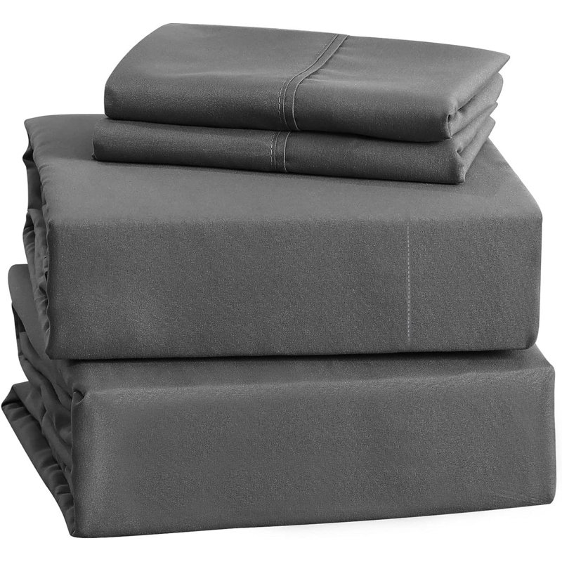 Ensemble de draps en microfibre brossée douce Hotel Luxury avec draps et taies d'oreiller très doux, gris