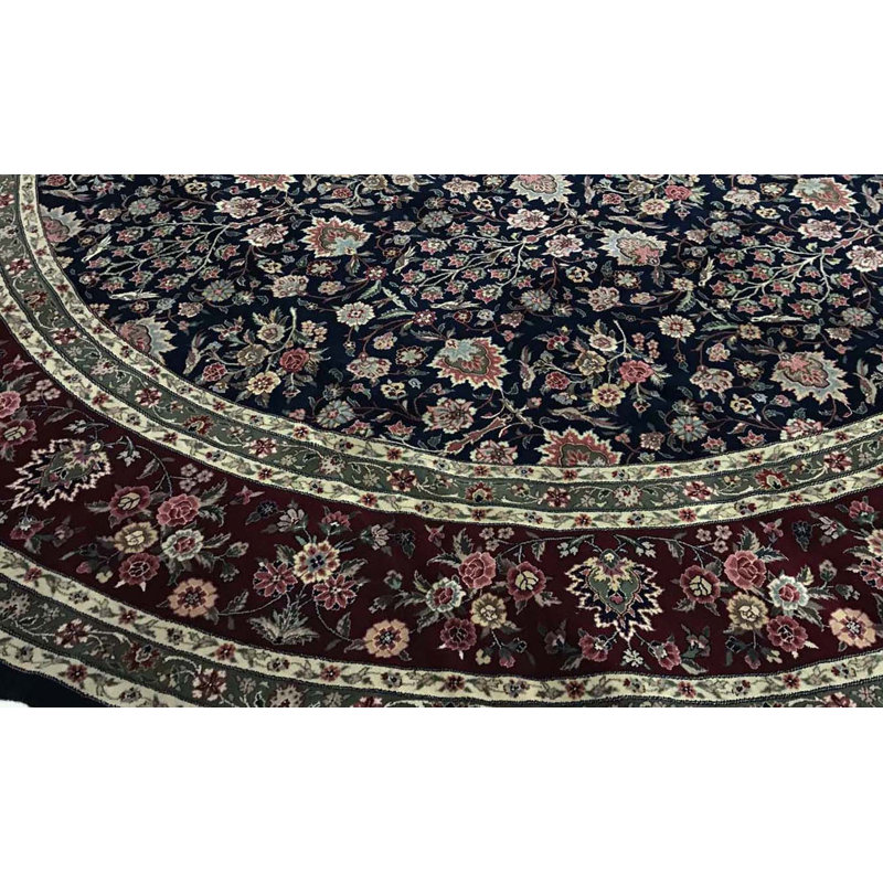 Wool Oriental Area Rug in Navy/Wine