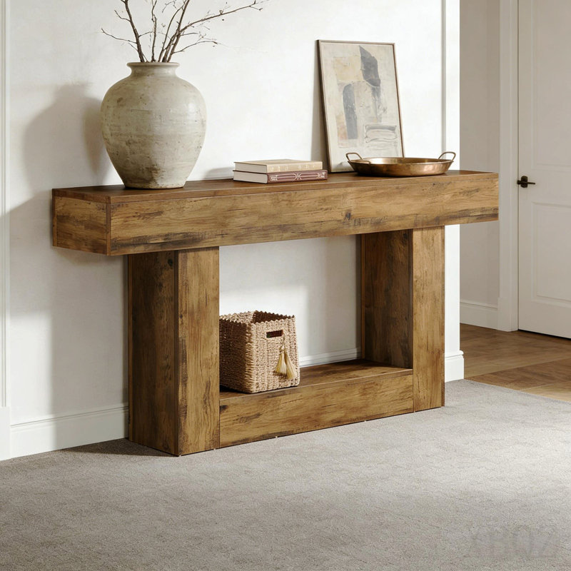 2-Tier Hall Table,Sofa Table,Console Table, Rustic Brown