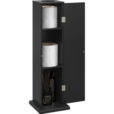 Petit coffre de salle de bain noir, rangement pour papier hygiénique avec portes et tablettes, porte-armoire Modern Country Splendor