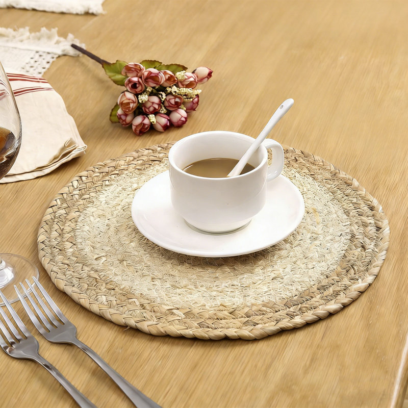 Paquet de 8 napperons de table en ivoire rustique tissé à la main 11,8 x 11,8 po Boho Farmhouse