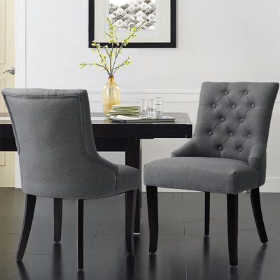 Powley 50cm H Tufted Upholstered Side Chair in Light Grey