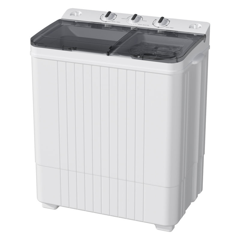 SUNCROWN Portable Washing Machine, 28lbs Twin Tub Mini Washer Compact Laundry Machine with Timer Knobs, Semi-automatic 18lbs Washer 10lbs Spinner Combo for Dorms, Apartments