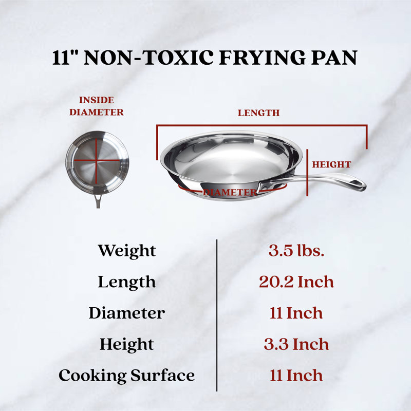 Alva Chef 8" Stainless Steel Non-Toxic Frying Pan Skillet