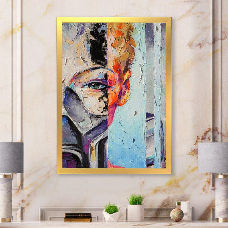 «Steam Punk Woman Collage II», œuvre d'art moderne sur toile, H 40 po x l 30 po x P 1,5 po, Toile avec cadre photo doré