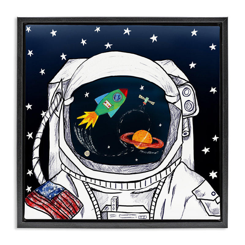 «Astronaut Space Space Galaxy», art mural encadré flottant par Sangita Bachelet, Cadre flottant noir de jais