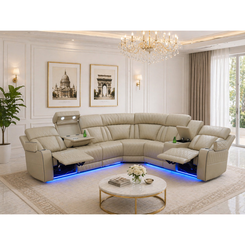 Canapé modulaire inclinable électrique 3 pièces avec chargeur sans fil et console de rangement Richii
