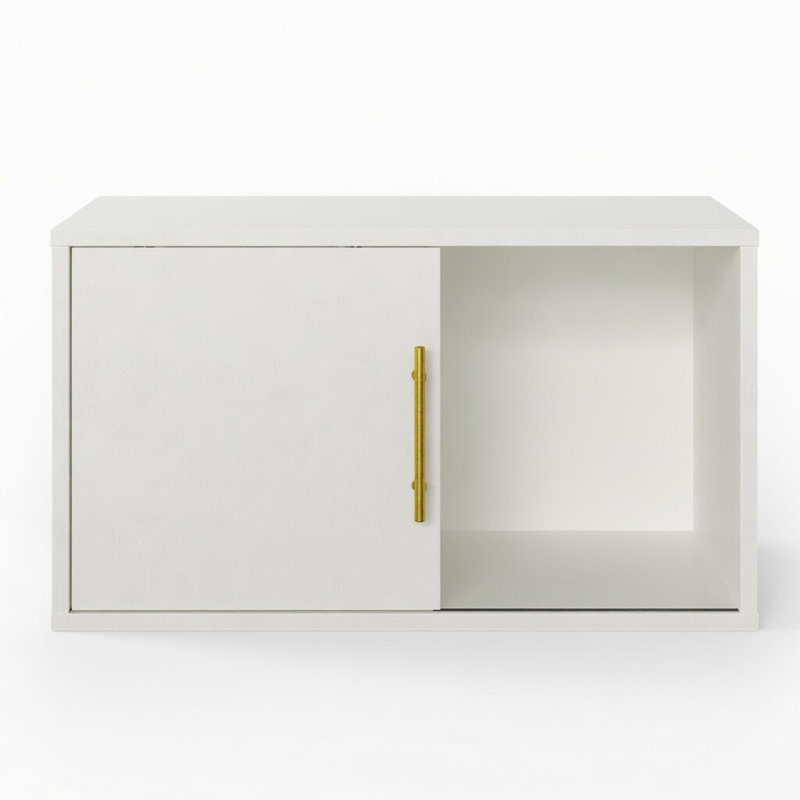 24" White Cube Storage Organizer w/ Sliding Door - Stackable Modular Bookshelf & Storage cabinet
