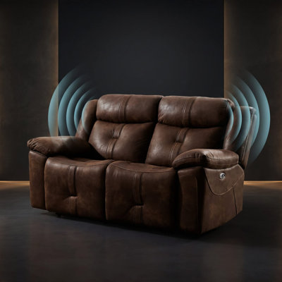 Encore 65" Wide Power Reclining Breathable PU Sound Activation Dual Recliner Loveseat