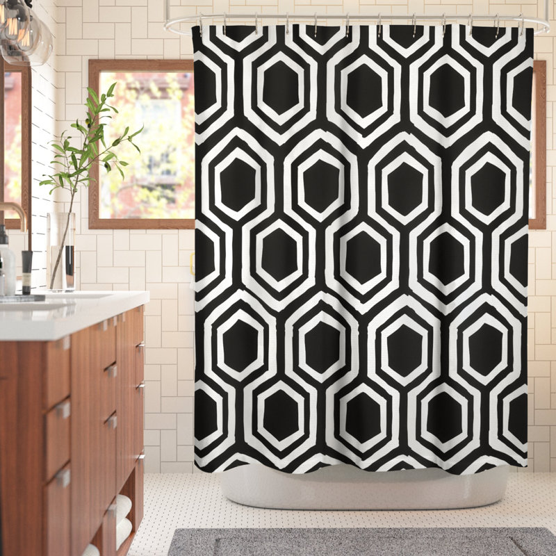 Rideau de douche simple Arib, Noir / Blanc