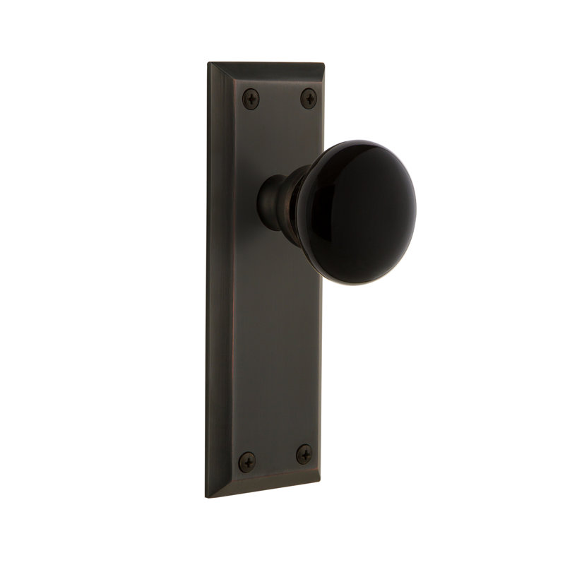 Double plaque Grandeur Fifth Avenue avec bouton de porte Coventry, Bronze intemporel