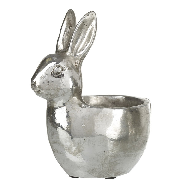 Large Silver Rabbit Planter