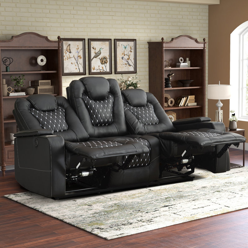 Ensemble de salon inclinable de luxe en similicuir 3 pièces Ninia