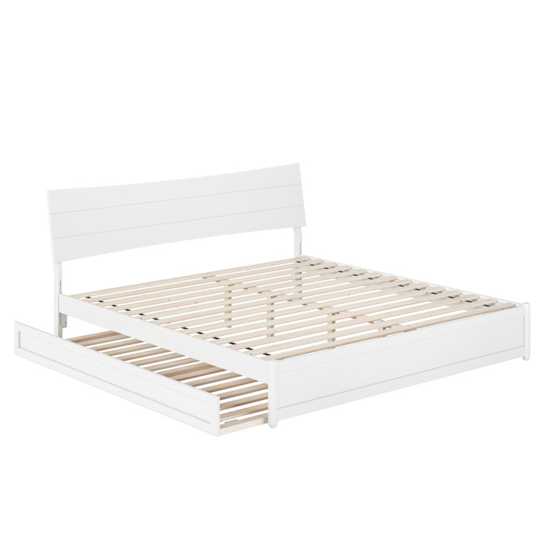 Harlowe Wood Platform Bed with Trundle, White, King
