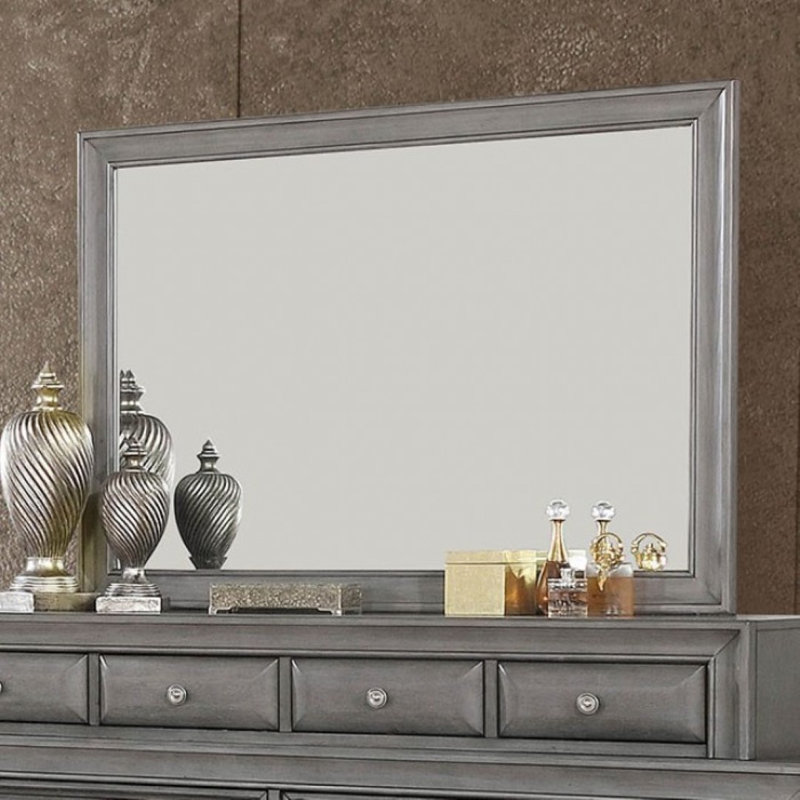 Gwendolyn Wood Wall Mirror, Gray