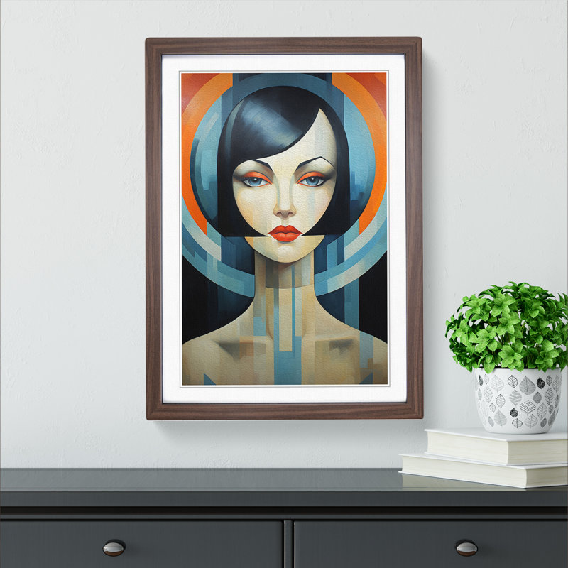 Single Picture Frame Print on Wood, 64cm H x 46cm W, Walnut Framed