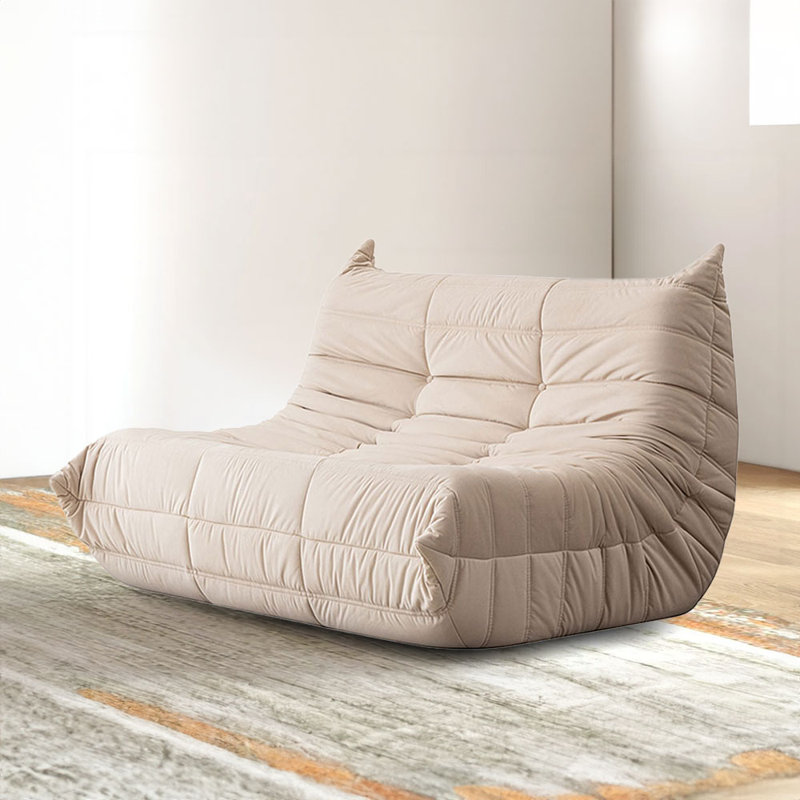 Cozy Modern Lounge 2 places, Microfibre / microsuède beige
