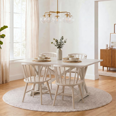 Commack Poplar Rectangular Solid Wood Top Dining Table