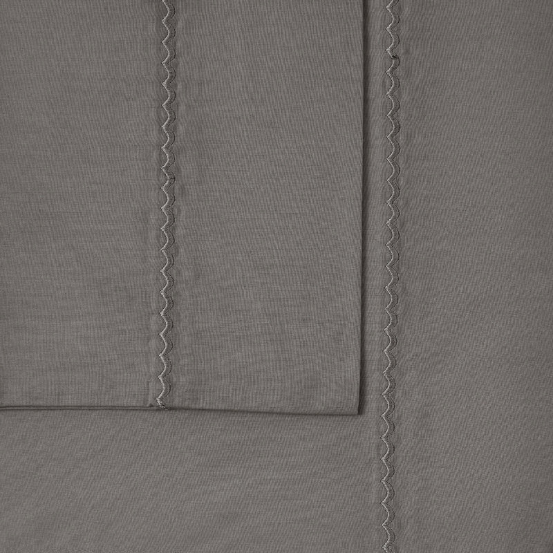Oceanfront Resort Solid Percale Sheet Set, Split King Sheet Set with 2 Fitted Sheets, Gray