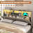 King Bed Frame with Spacious Storage Headboard and 4 Drawers Farmhouse LED Metal Platform Bed with Charging Station No Boxing Need-400860235-370782390