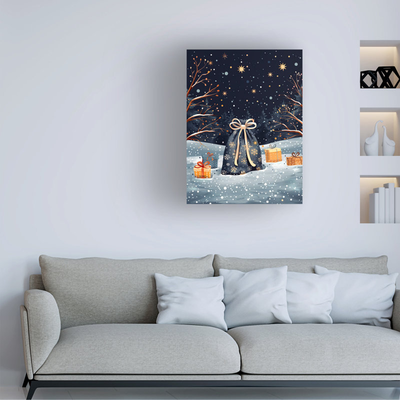 Art sur toile, bac de Noël bleu Momart, H 47 po x l 35 po