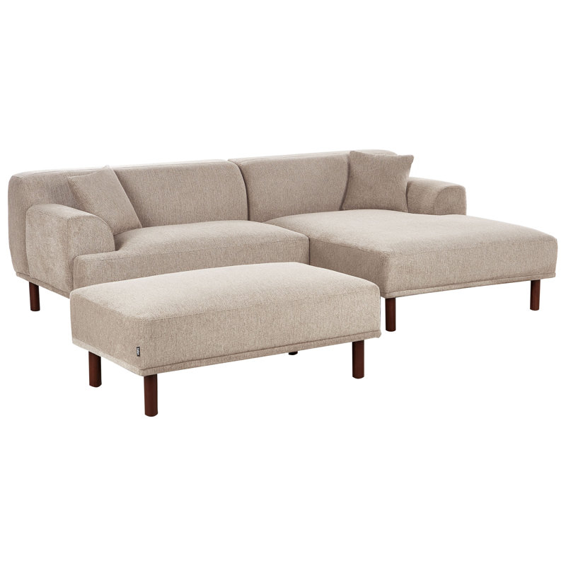 Left-Hand Corner Sofa with Ottoman HOLT Boucle Left Hand, Beige