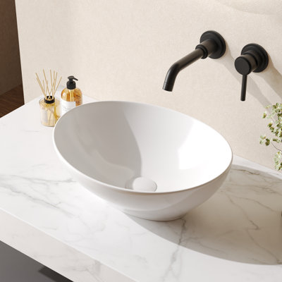 Horizon 415mm x 340mm White Ceramic Oval Countertop Basin Bathroom Sink