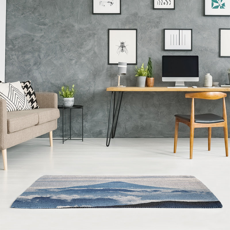Tapis de l’ensemble de la partie bleue de la chenille mt. fuji, Rectangle 3 pi x 5 pi