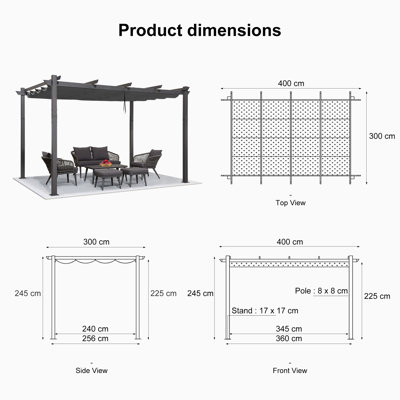 4m x 3m Aluminium Pergola