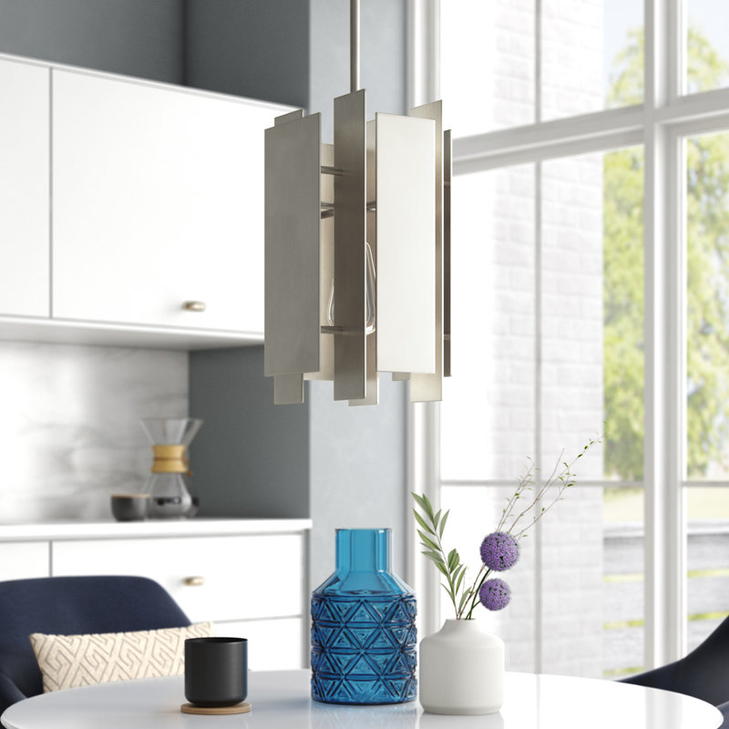 Luminaire suspendu rectangulaire à 1 lumière Varick, Nickel brossé